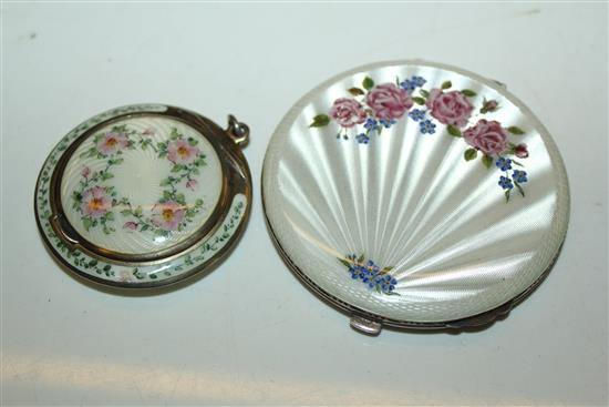 2 silver and enamel compacts